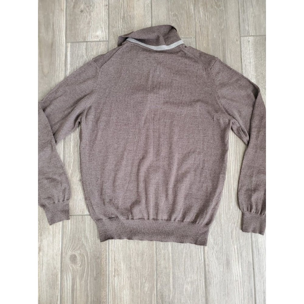 Neiman Marcus Mens Merino Wool Brown Collared Pullover Sweater In Size Small - Picture 2 of 6